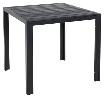 Image de Table de jardin et de balcon - Table à manger d'extérieur - Carrée 75 x 75 x 72 cm - Aluminium résistant aux intempéries - Plateau aspect bois - Pour 4 personnes - Balcon et terrasse