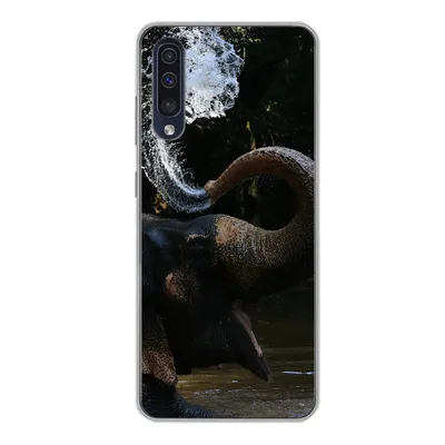 Produktbild von MuchoWow® Handyhülle Schutzhülle Hülle für Samsung Galaxy A50 Elefant - Wasser - Rüssel - Tiere - Natur Silikon Softcase Handy Hülle - Mobiltelefonhülle