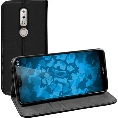 Produktbild von PhoneNatic Kunst-Lederhülle kompatibel mit  Nokia 7.1 - Book-Case schwarz Cover