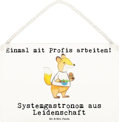 Produktbild von Mr. & Mrs. Panda Schild Systemgastronom Leidenschaft DIN A6 - Weiß - Geschenk, kleine aufmerksamkeit, Deko Wandbild, wandtafel, Holzschild, Türschild