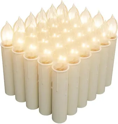 Produktbild von JOIEYOU Flammenlose LED Kerzen Set, 30 Stück mit Hängehaken, Befestigungsklammern & Timer-Funktion, Warmweißes flackerndes Dekorationslicht für Halloween, Hochzeit, Weihnachten, Partys, Ostern (mit Batterie)