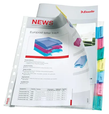 Productafbeelding van Esselte Indexkaarthouders, transparant, polypropyleen (PP), 0,09 mm, 247 mm, 307 mm