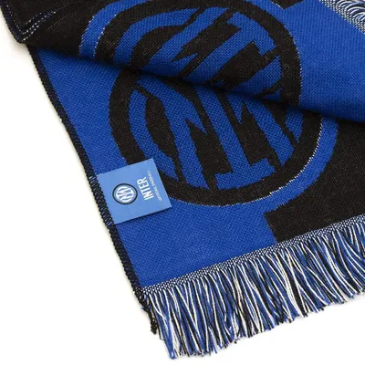 Obrázok produktu pre Uniový šál s logom Jacquard, čierno-modrý, v kockách, vyrobený z akrylu, vhodný na štadión