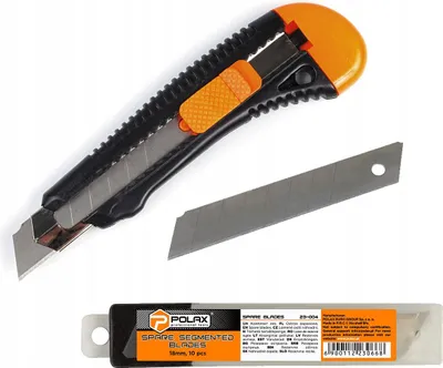 Immagine prodotto di Coltello per carta da parati rinforzato 18 mm + Lame spezzabili per coltello 18 mm, (10 pz) Polax