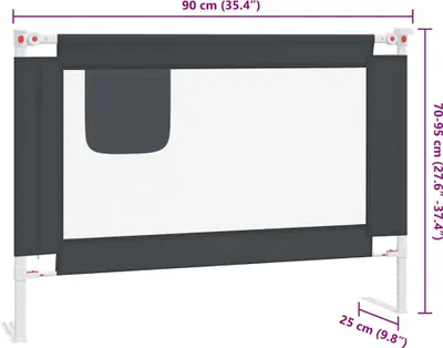 Produktbild von vidaXL Kleinkind-Bettschutzgitter Dunkelgrau 90x25 cm Stoff