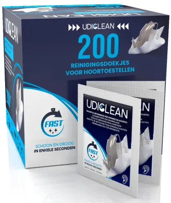 Immagine prodotto di 200 salviette detergenti per apparecchi acustici, confezionate singolarmente