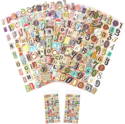 Produktbild von Vintage Buchstabensticker, 694 Stück, 12 Bögen, für Scrapbooking