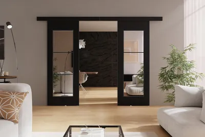 Produktbild von KIER FURNITURE TORI DUO - Schiebetür Komplettset – 152x205x1,6 cm - Schwarz