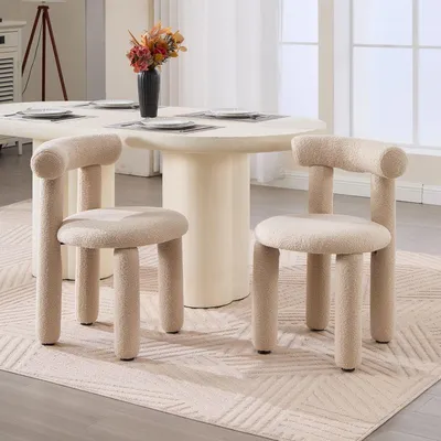 Produktbild von Esszimmerstühle - Küchenstühle - Stuhlset - Esszimmerstühle - Bequeme Stühle - Khaki - Kunstfellbezug