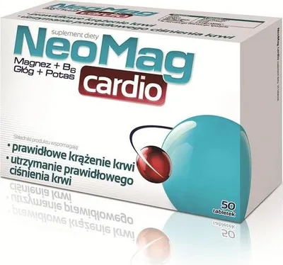 A product box for NeoMag Cardio supplements.