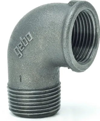 Produktbild von Temperguss Winkel 1/2 bis 2 Zoll IG-AG Fitting schwarz