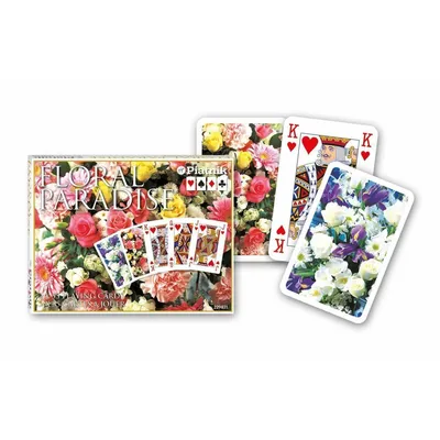 Produktbild von Piatnik Spielkarten Floral Paradise pink, 2 x 52 Blatt + Joker, 58 x 89 mm