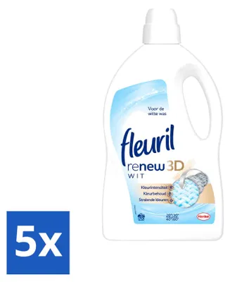 Produktbild von 5 x Fleuril Renew 3D Flüssigwaschmittel für Weißes - 70 Waschladungen - Vorteilspackung - 5 Stücke