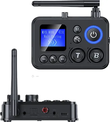Immagine prodotto di AIORBER Bluetooth 5.4 Adattatore audio 2 in 1 trasmettitore ricevitore, display LCD, HiFi, ottico/coassiale, TF, USB, bassi/acuti, portata 20 m, tipo C