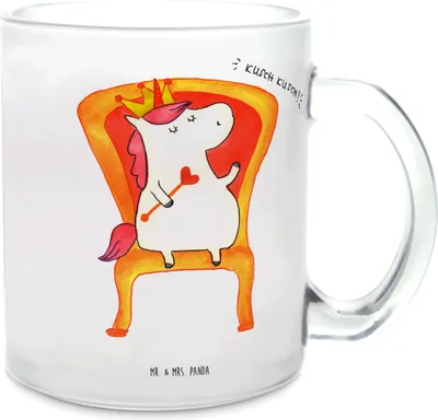 Produktbild von Mr. & Mrs. Panda glastasse Einhorn Prinzessin - Transparent - Geschenk, Monat, Tee Tasse, Teetasse, Geburtstag, Pott, Haferl, Unicorn, aus Glas, Geburtstagsgeschenk