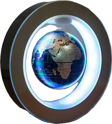 Produktbild von Schreibtischornamente, Schreibtischdekorationen,Globus Magnetisch Schwebende Globus, Levitation O Form LED Weltkarte Home Deko, Blue