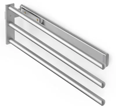Produktbild von Ausziehbarer Handtuchhalter, 3 Arme, für Küche oder Bad, 439 mm, Aluminium, Matt eloxiert