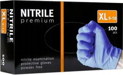 Image de Gants en nitrile PREMIUM non poudrés [XL] 100 pièces bleu