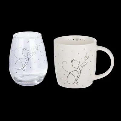 Produktbild von Gilde Porzellan/Glas 2er Set "Love Cat" VE 6 51346