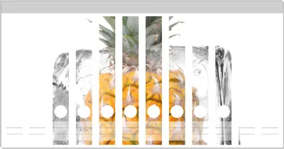 Produktbild von Wallario Ordnerrücken Sticker, selbstklebend für schmale Ordner, 12 Stück, Motiv Ananas in Eiswürfel - Eiskaltes Obst