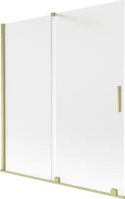 Produktbild von Mexen Velar 2-flügelige Duschabtrennung 150 x 150 cm, Milchglas, gebürstetes Gold - 896-150-000-31-55