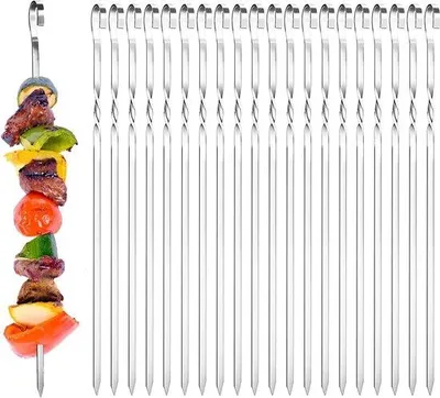 Immagine prodotto di Spiedini da barbecue in acciaio inossidabile, 20 pezzi, lunghezza 38 cm, lavabili in lavastoviglie