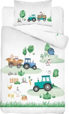 Produktbild von Baumwollbettwäsche 100x135 für Kinderbett-Traktor