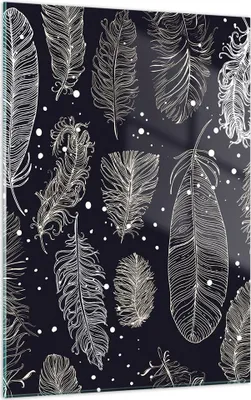 Produktbild von Bilder auf glas - Einteilig - Federn Grafiken Gliederung - 50x70cm - Glasbilder - Wandbilder - Bilder - zum Aufhängen bereit - Wanddekoration aus Glas - Glas Bilder - Wandbild auf Glas - GPA50x70-4244