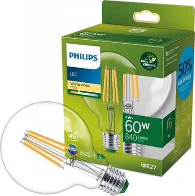 Immagine prodotto di Philips Classic LED A-label lampada 60W E27 trasparente bianco caldo Globo