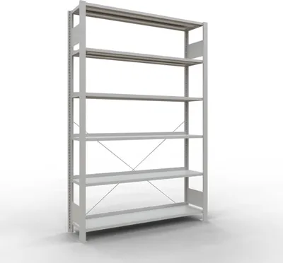 Produktbild von Schulte Büro-Fachbodenregal MULTIplus85 Stecksystem mit Anschlagleiste | Grundregal | Fachlast 85kg | HxBxT 200x130x30cm | 6 Ebenen | Einseitig nutzbar | Lichtgrau