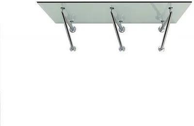 Produktbild von Glasvordach 250x90 cm Klarglas VSG 13,14 mm Sicherheitsglas Haustür Vordach Eingang Überdachung Edelstahl Halter V-Form 3 Halter Silber