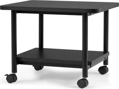 Produktbild von 2 Ebenen Druckerwagen, Druckerständer mit Rollen, Multifunktionswagen Bürocontainer aus Holz & Stahl, Rollwagen Rollcontainer für Zuhause und Büro (Schwarz)
