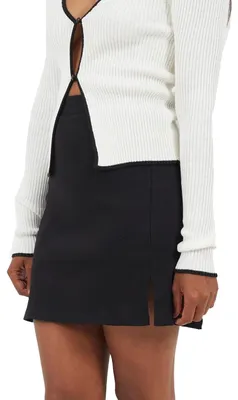 Productafbeelding van Brave Soul - Minirok voor dames, geribbeld, hoge taille, model GT30380 (maat 36 EU) (zwart)