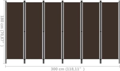 vidaXL 6-częściowy rozdzielacz do pokoju brązowy 300x180 cm