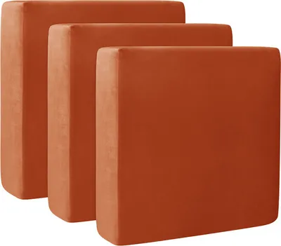 Produktbild von 3 Stück Stretch Couchkissenbezüge Weicher Samt Sofakissen Möbelschutz für Sofa Sitz，Rotbraun