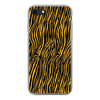 Produktbild von MuchoWow® Handyhülle Schutzhülle Hülle für iPhone 7 Tigerdruck - Schwarz - Orange Silikon Softcase Handy Hülle - Kartenhalter
