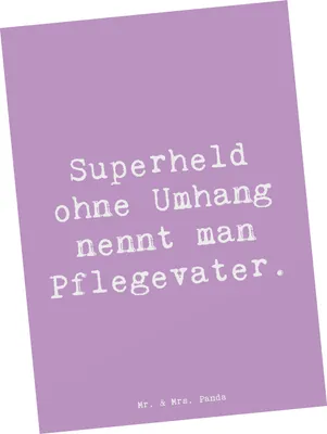 Produktbild von Mr. & Mrs. Panda Grußkarte Spruch Pflegevater Held - Lavendeltraum - Geschenk, Familie, bildkarte, herzerwärmende Sprüche, Kinderbetreuung, Postkarte, Postkarten