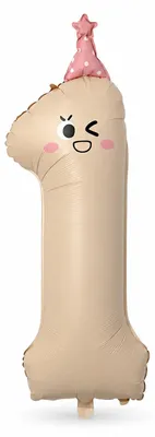 Productafbeelding van Folienballon cijfer 1 voor verjaardag, 42 inch met partyhoed