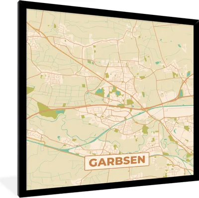 Produktbild von MuchoWow® Gerahmtes Poster Karte - Garbsen - Vintage - Karte 40x40 cm - Poster mit Schwarzem Bilderrahmen Wandposter Rahmen Foto Bilder - Mit Rahmen - Wanddekoration Schlafzimmer