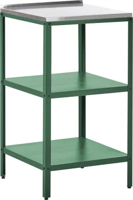 Zdjęcie produktu dla BELIANI Wyspa kuchenna ogrodowa zielona ze stali nierdzewnej 50 x 50 x 92 cm zewnętrzna 2 półki