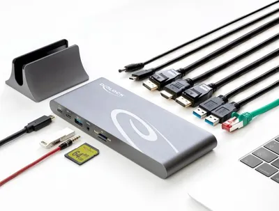 Obrázek produktu pro Delock USB Type-C DP 1.4 Dokovací stanice Trojitý 4K displej