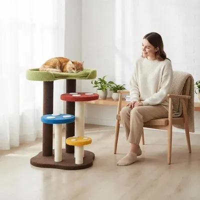 Immagine prodotto di Albero per gatti 3-in-1 con pali in sisal e piattaforme