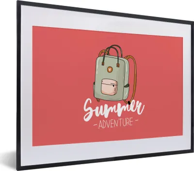 Produktbild von MuchoWow® Gerahmtes Poster Reisekoffer - Weiß - Rosa 40x30 cm - Poster mit Schwarzem Bilderrahmen Wandposter Rahmen Foto Bilder - Bilderrahmen - Poster im Rahmen
