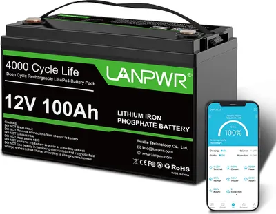 Produktbild von Bateria litowa LANPWR Bluetooth 100Ah LiFePO4, 12V 1280Wh, 4000+ cykli, połączenie szeregowe/równoległe