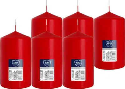 Zdjęcie produktu dla Świeca walec BISPOL Aura 50H 12CM SW70/120 CZERWONA 6szt.