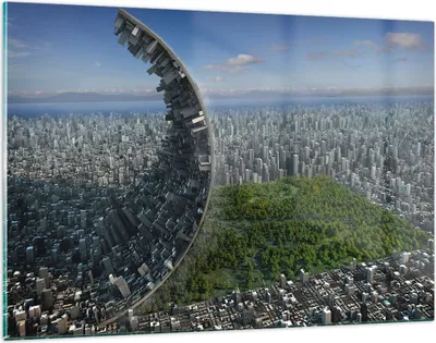 Produktbild von Bilder auf glas - Baum Park Abstraktion Stadt - 120x80cm - Glasbilder - Wandbilder - Kunstdruck - zum Aufhängen bereit - Wanddekoration aus Glas - Glas Bilder - Wandbild auf Glas - GAA120x80-2506