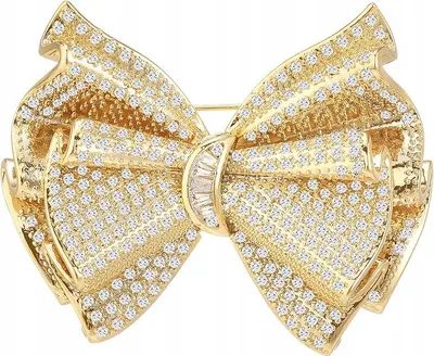 Obrázok produktu pre PINETS Fenomenálna brošňa BOW, elegantná, pozlátená 14K zlatom, so zirkónmi