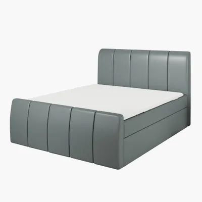 Produktbild von Boxspringbett KARIS 180x200 mit Bettkasten, Topper und gepolstertem Kopfteil. Farbe: Grau