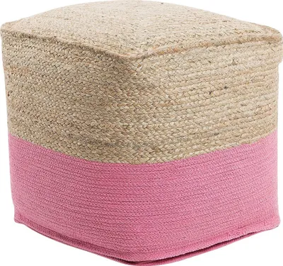 Produktbild von BELIANI Pouf Rosa/Beige Jute/Baumwolle Quadrat Boho-Stil
