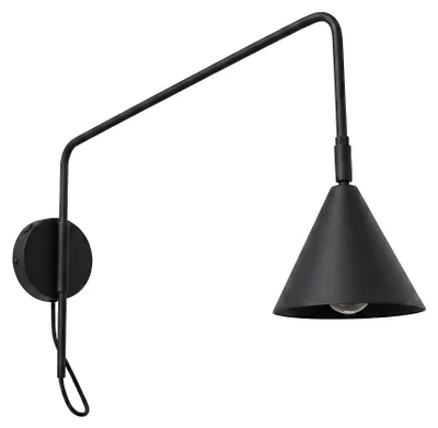Zdjęcie produktu dla Kinkiet NOX 1 czarny z włącznikiem 1xE14 10W stal 30x61x14cm Sollux Lighting